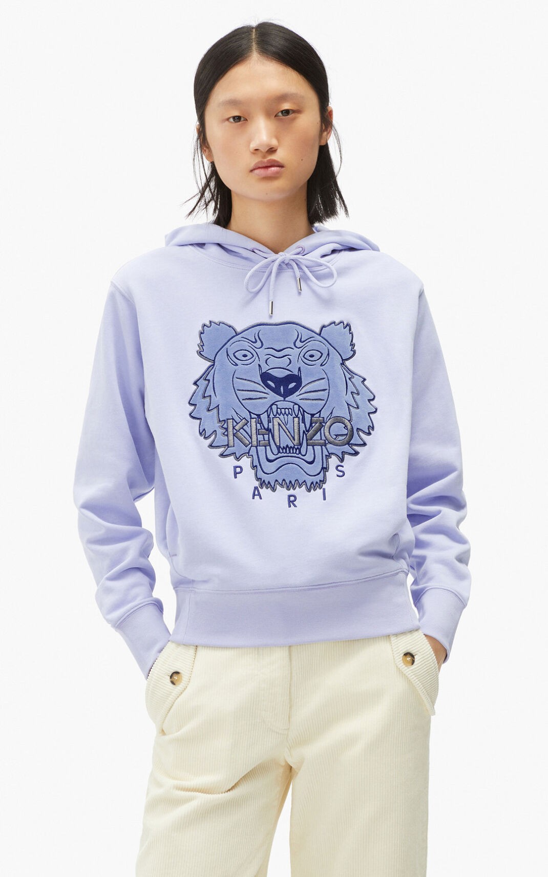 Kenzo The Vinter Capsule Tiger Hættetrøje Dame - LyseBlå DK-550189